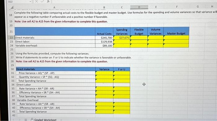 Direct labor: 7 Variable overhead (based on labor hours); 8 9 Budgeted