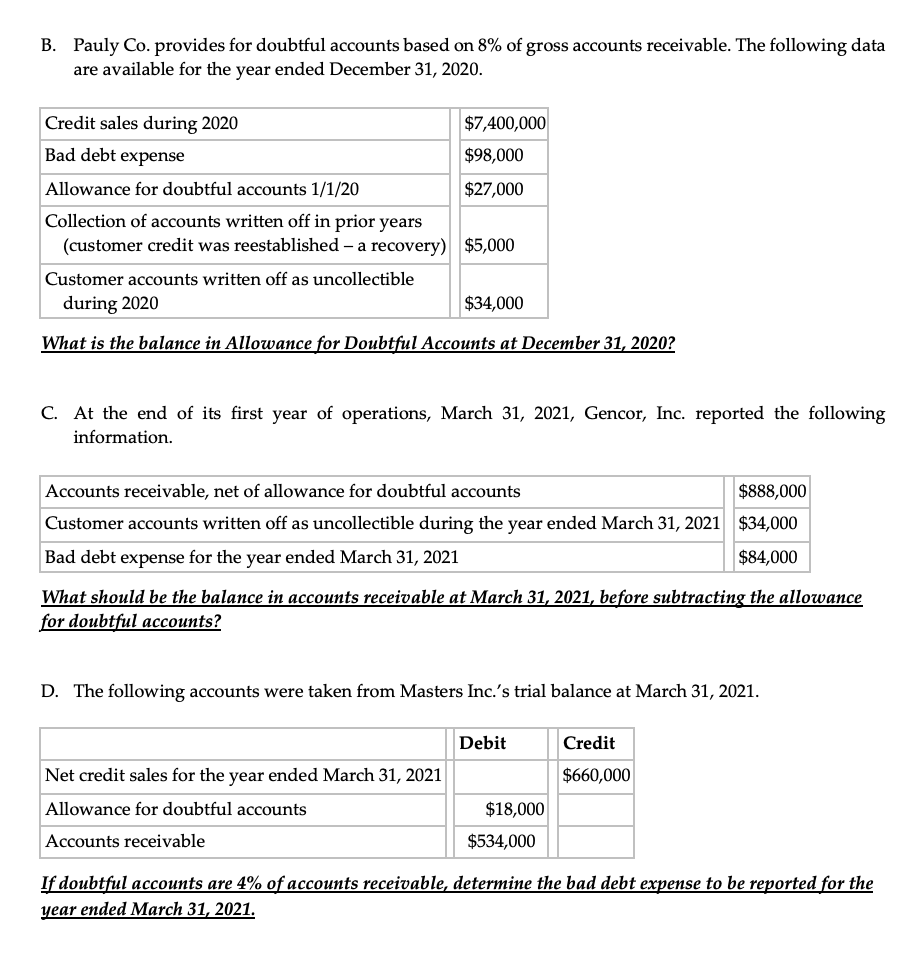 total of 20 points This question has several individual parts. For each