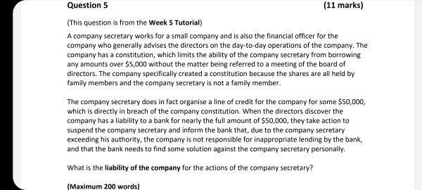  please provide references if needed ( havard) Question 5 (11 marks)