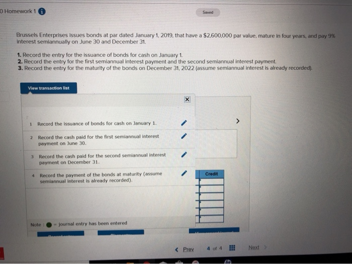  0 Homework 1 Brussels Enterprises issues bonds at par dated January