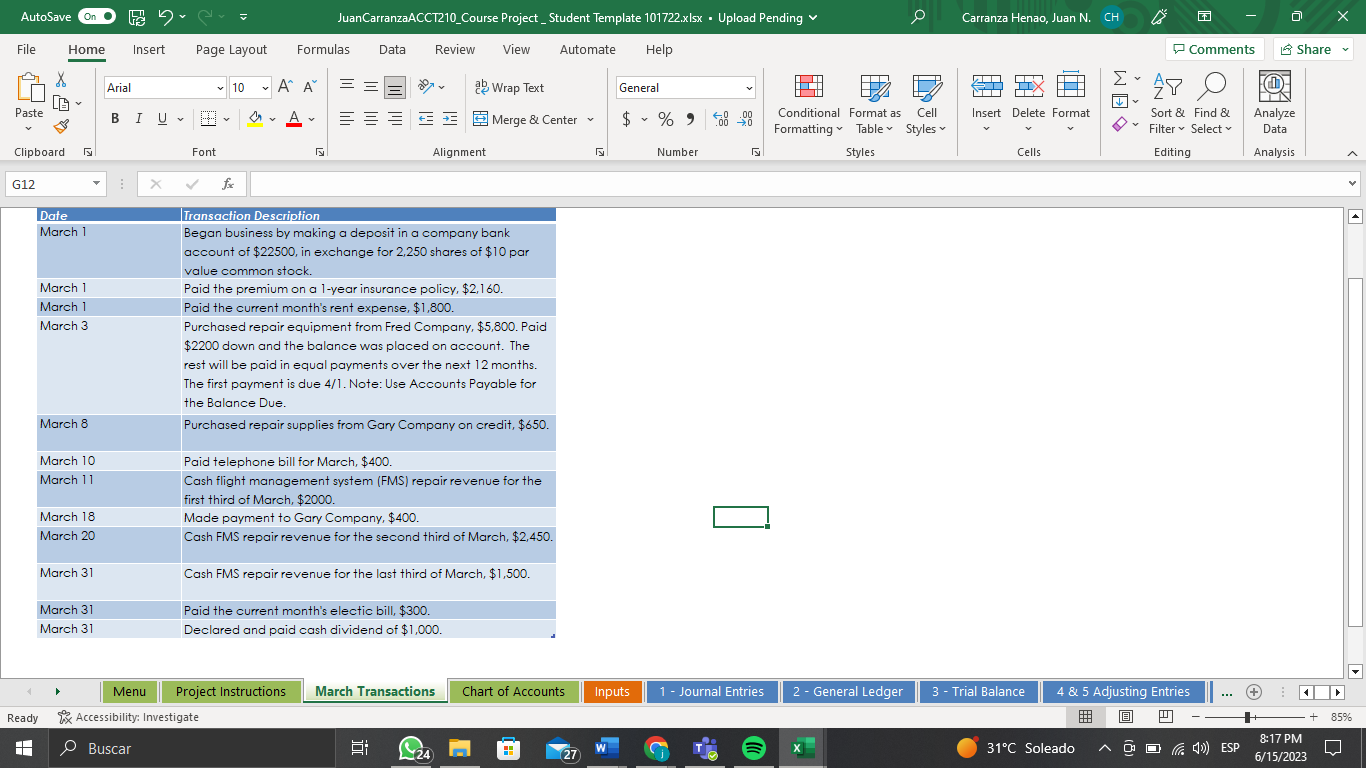 Iust be Manually Updated From "Adjusting Entries" Dat Once you've completed
