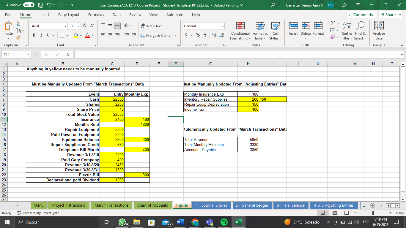 General Ledger worksheet. This worksheet will be used to complete Requirements \#2,