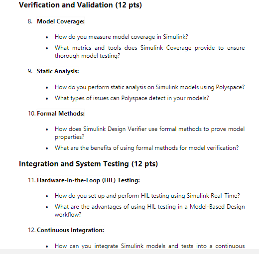  Which MathWorks tools facilitate bidirectional traceability for requirements?Verification and Validation (12