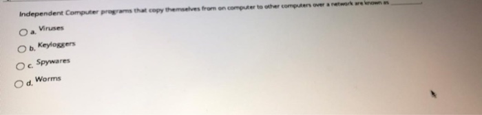  Independent Computer programs that copy themselves from en computer to other