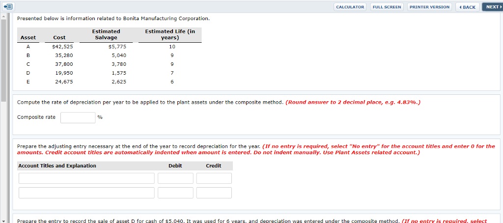 CALCULATOR FULL SCREEN PRINTER VERSION BACK NEXT Presented below is information