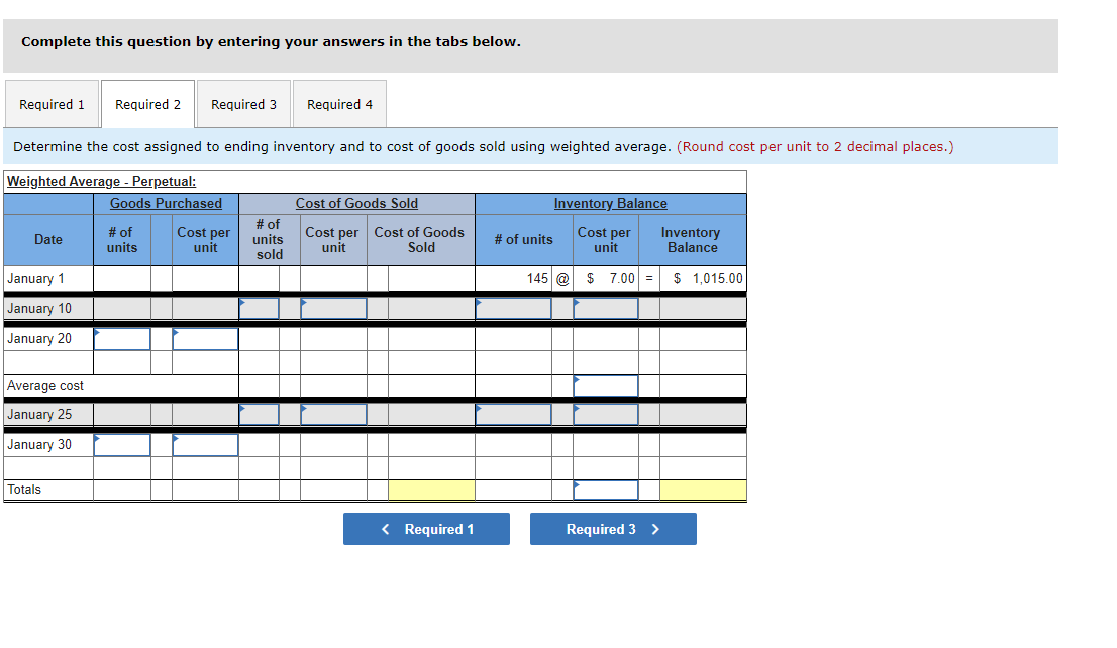 terms of inputting.] Required information Use the following information for the Exercises