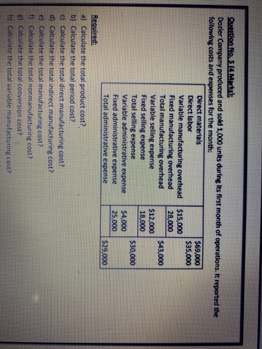 please solve quickly Question No. 5. 14. Marks Dozler Company produced and