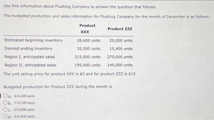  Use this information about Flushing Company to answer the question that