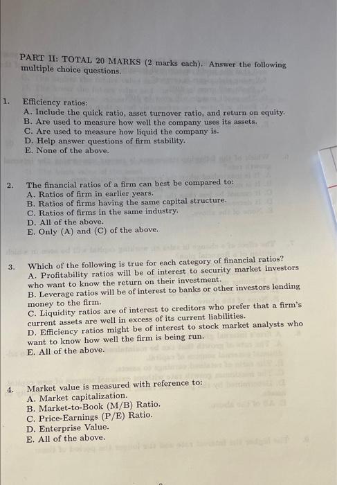  PART II: TOTAL 20 MARKS (2 marks each). Answer the following