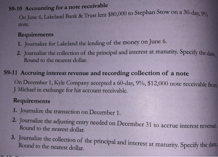  Do 10 & 11 S9-10 Accounting for a note receivable On