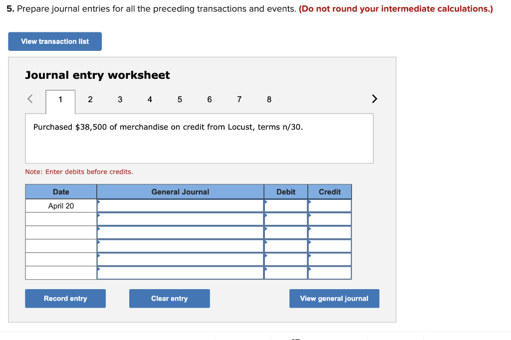 credit from Locust, terms n/30. May 19 Replaced the April 20 account