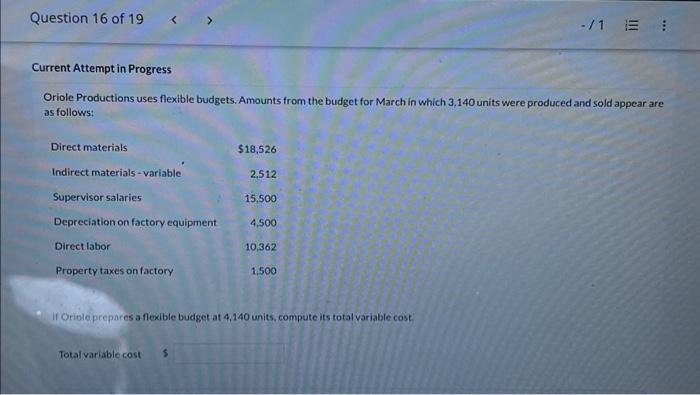  Current Attempt in Progress Oriole Productions uses flexible budgets. Amounts from