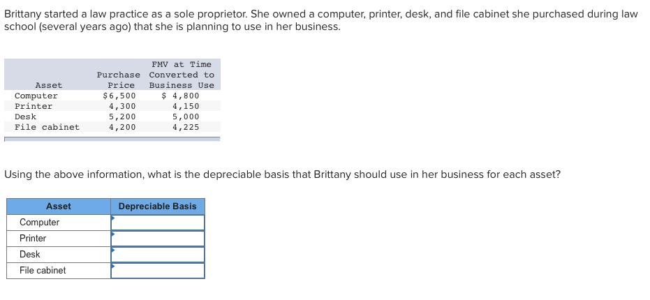  Brittany started a law practice as a sole proprietor. She owned
