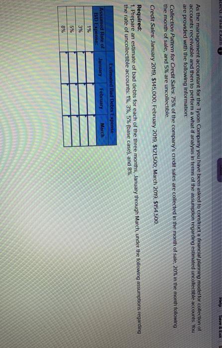 need help asap Help Save & Exit As the management accountant for