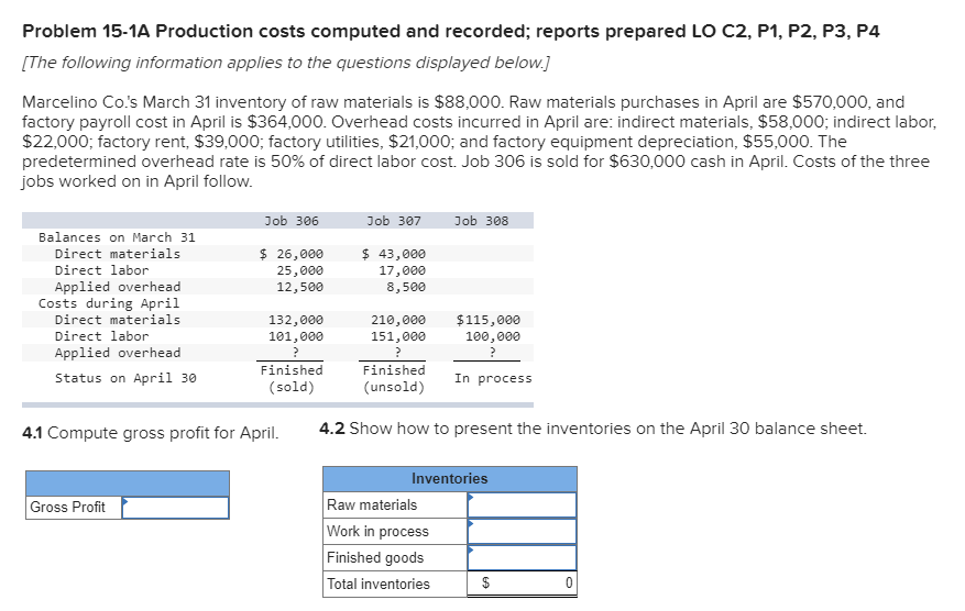 Problem 15-1A Production costs computed and recorded; reports prepared LO C2,