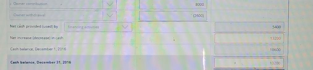 section of the statement, use the drop-down menus to enter the accounts.