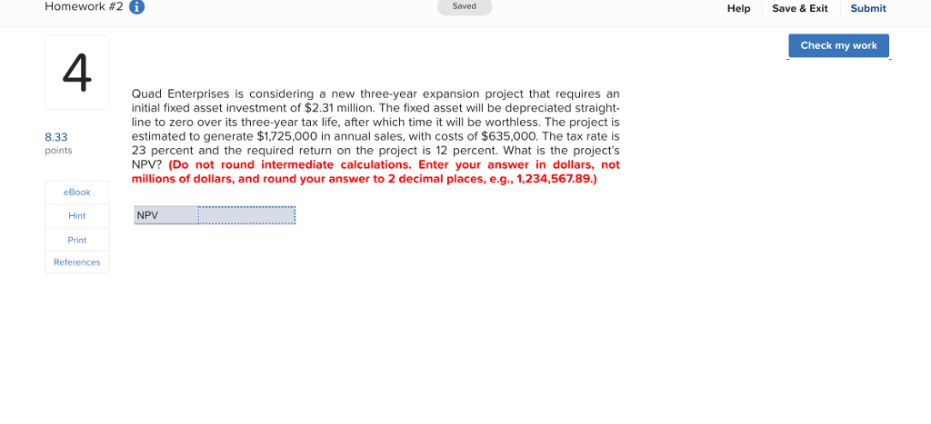 Homework #2 Saved Help Save & Exit Submit Check my work