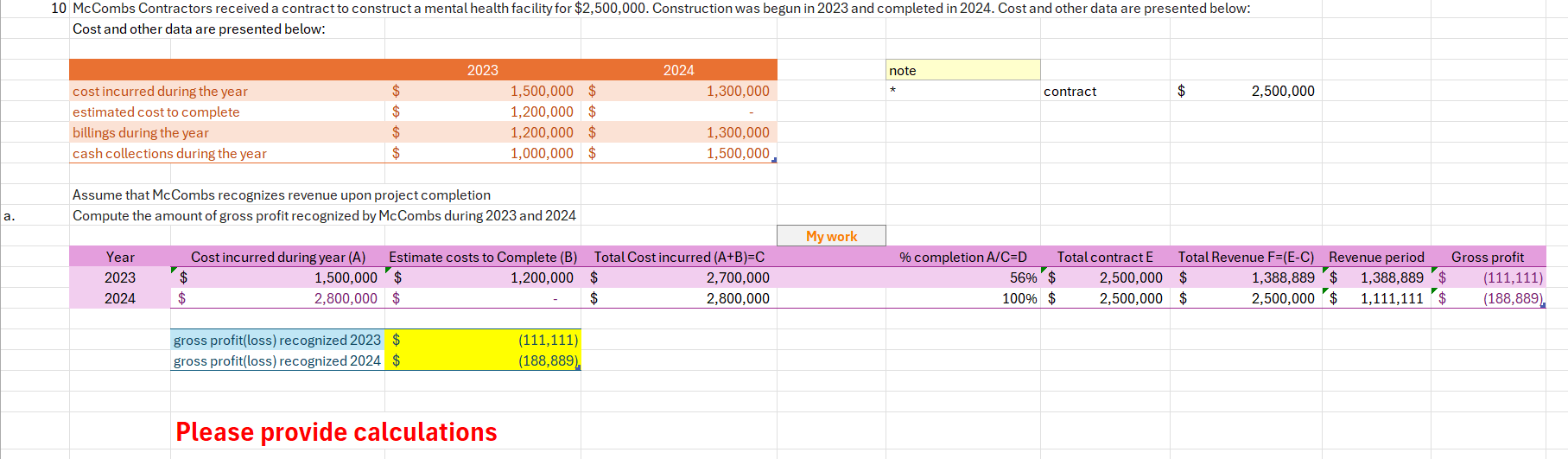  Cost and other data are presented below: Please provide calculations 