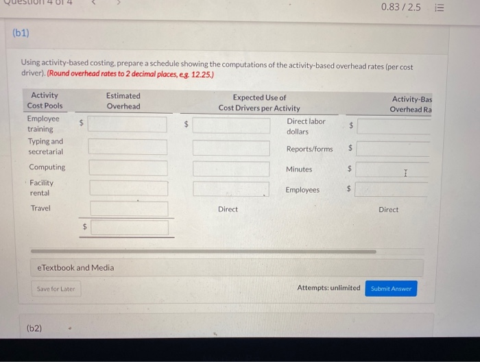 the activity-based overhead rates (per cost driver). (Round overhead rates to 2