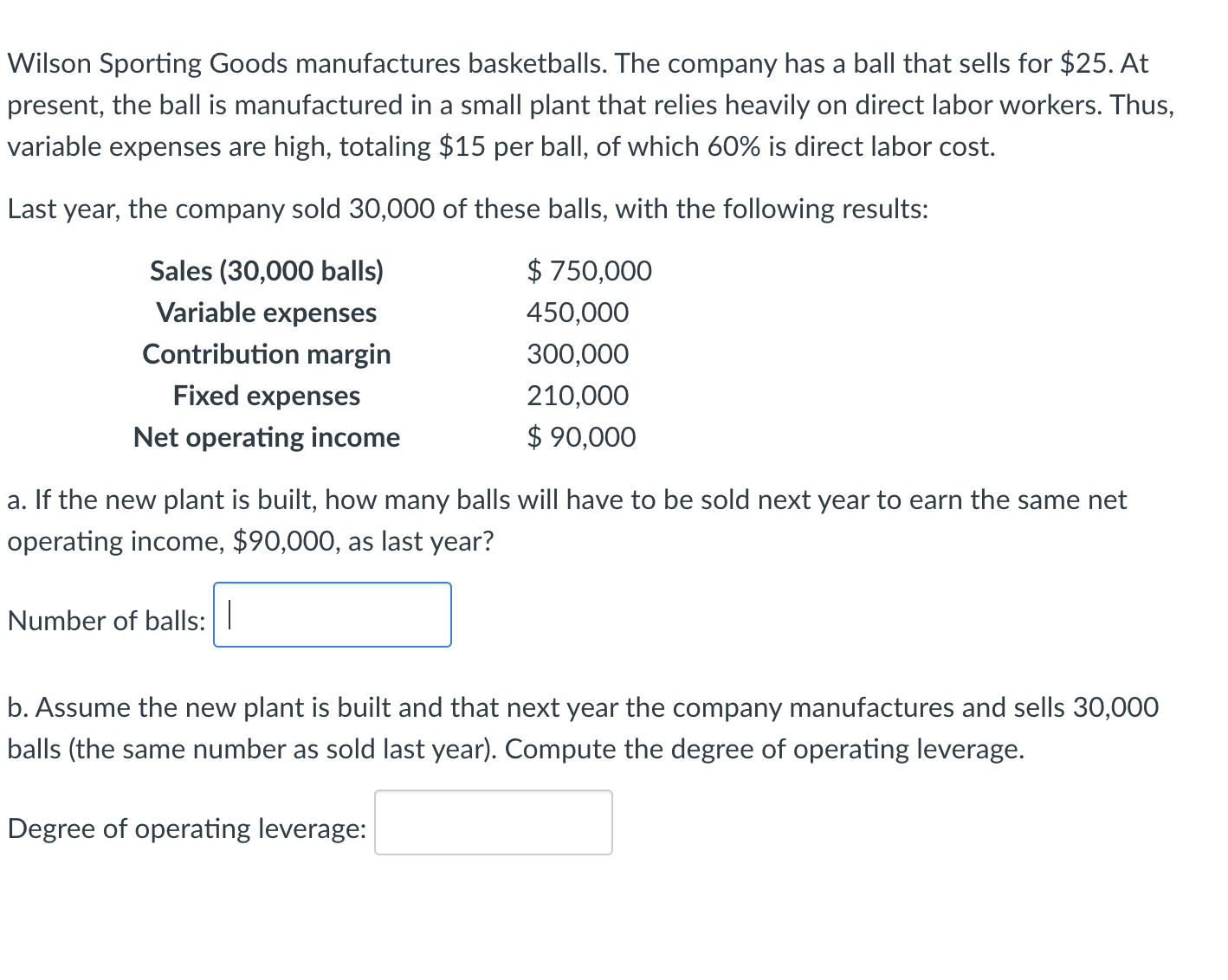 basketballs. The company has a ball that sells for $25. At present,