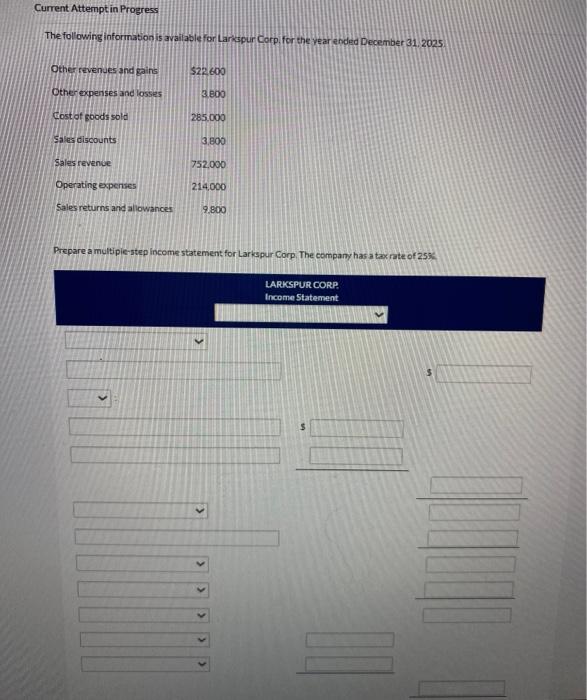  Current Attempt in Progress The following information is avaliable for Larkspur
