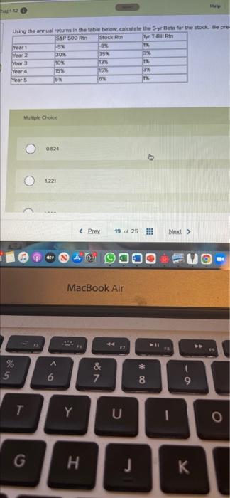  Using the annual returns in the table below, calculate the 5-yr