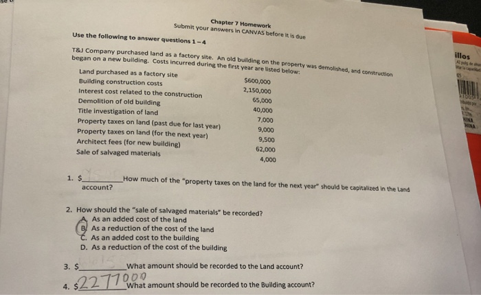  illos Chapter 7 Homework Submit your answers in CANVAS before it