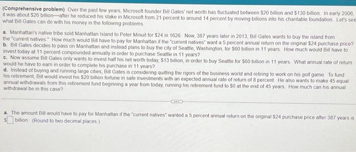 please assist (Comprehensive problem) Over the past few years, Microsoft founder Bill