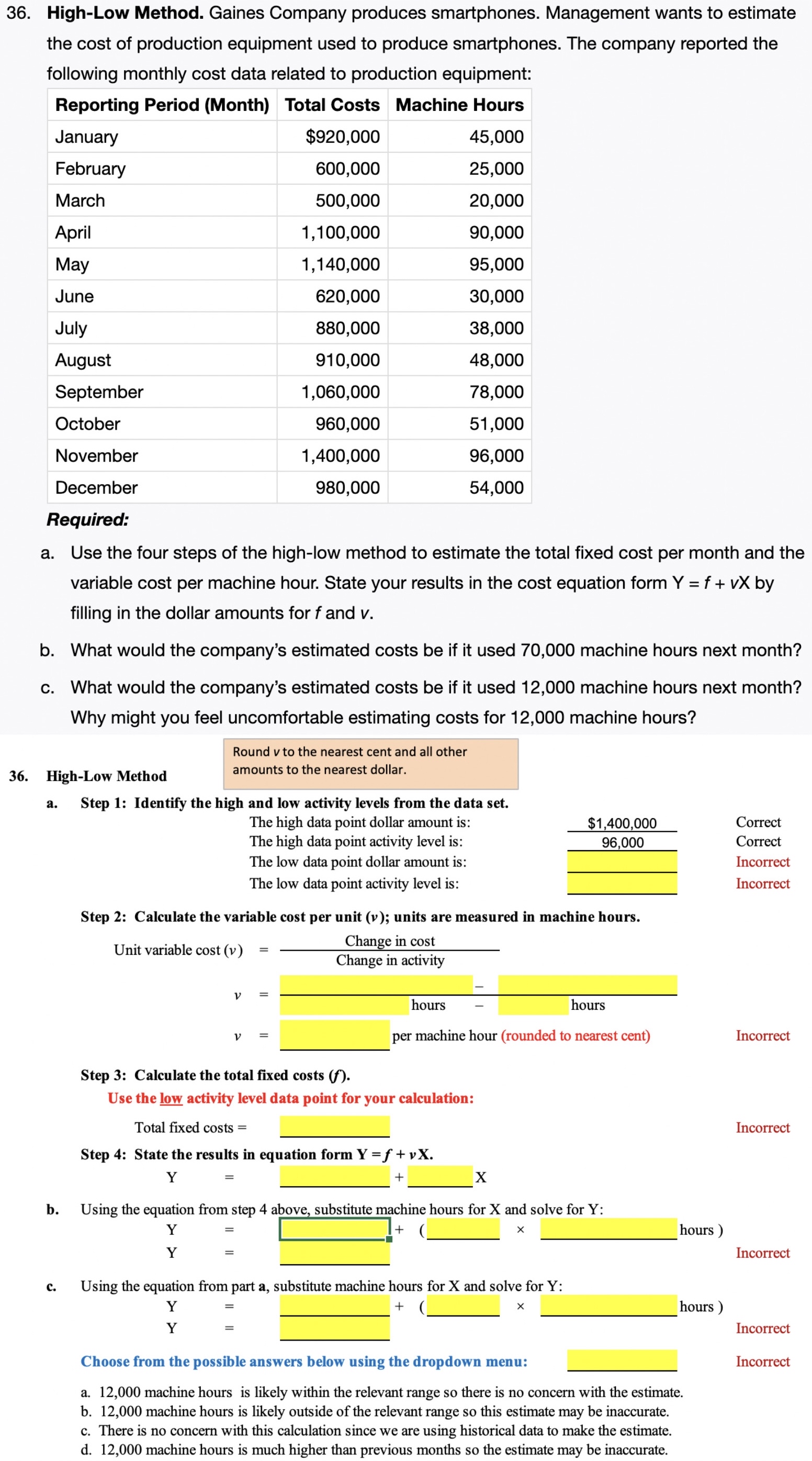  Fill in the missing data for problem 36(a) step 1-4(b) and