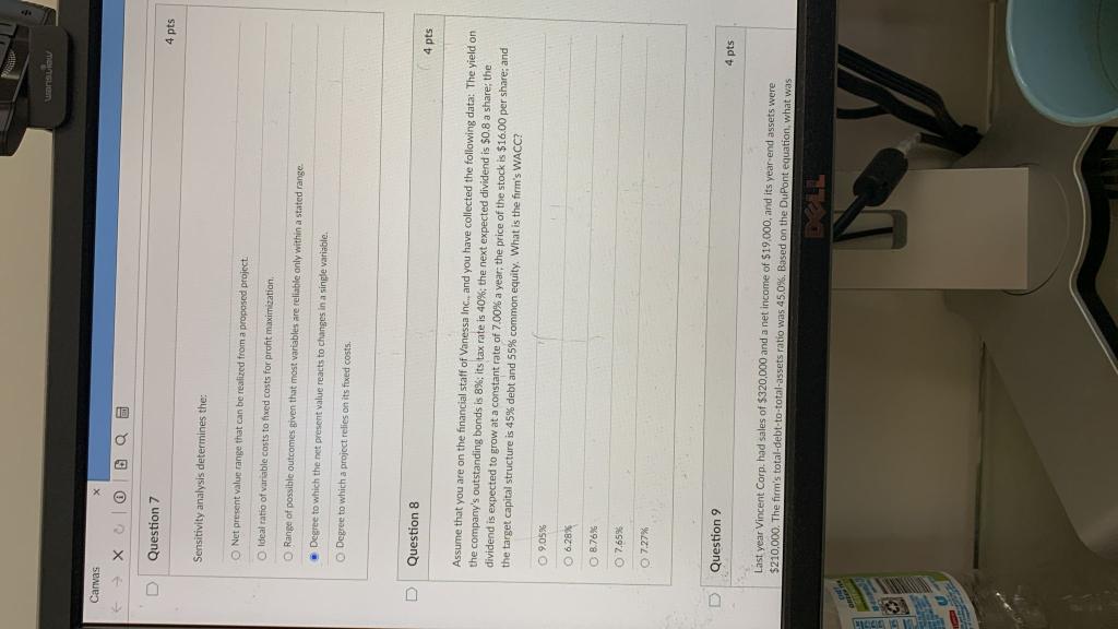  Sensitivity analysis determines the: Net present value range that can be