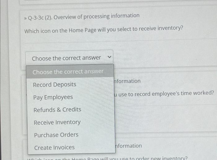 Home Page will you select to deposit today's receipts? Choose the correct