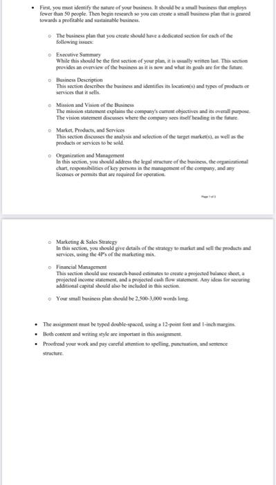 please write it in word or pdf First, you most identify the