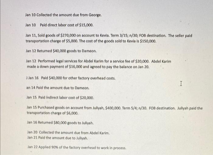 the information in the listed transactions, post your adjustments to the ledger