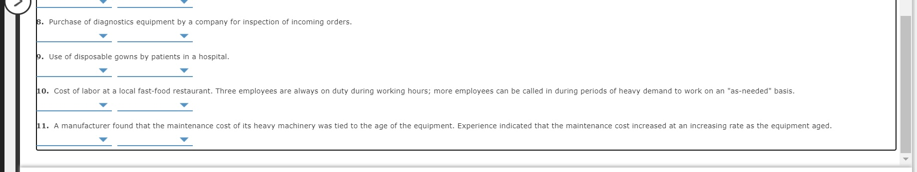 horizontal axis represents activity output. a. b. c. d. f. h. i.