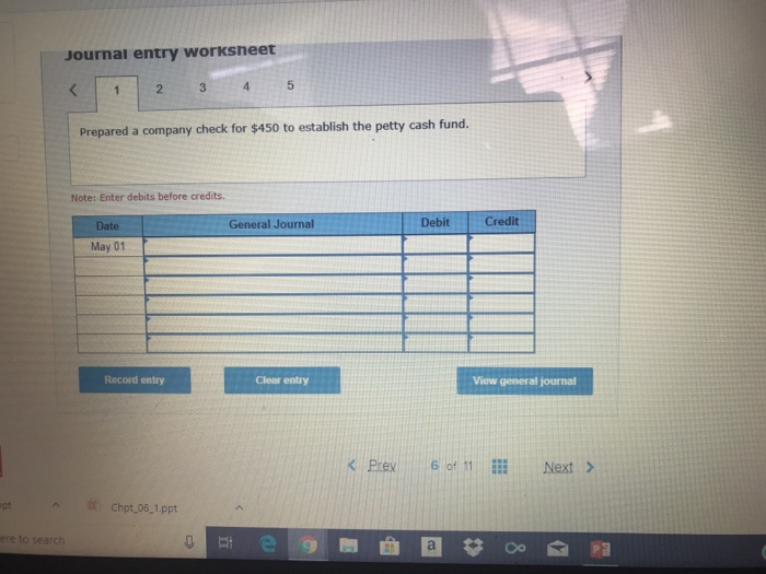 up a petty cash fund for payments of small amounts. The following