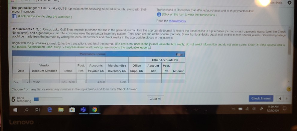 Golf Shop includes the following selected accounts, along with their account numbers: