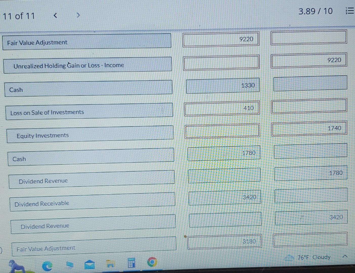 Cash Dividend Revenue Dividend Receivable Dividend Revenue Fair Value Adjustment 76F Cloudy