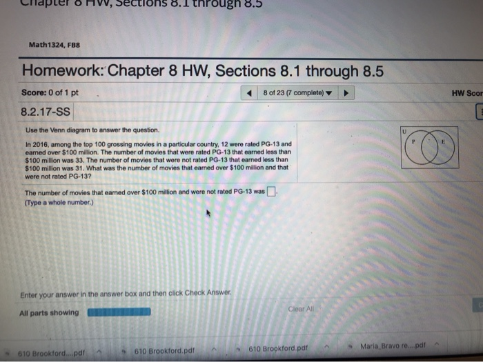 Claper onvv,Jections o.1 through 8.5 Math1324, FB8 Homework: Chapter 8 HW,