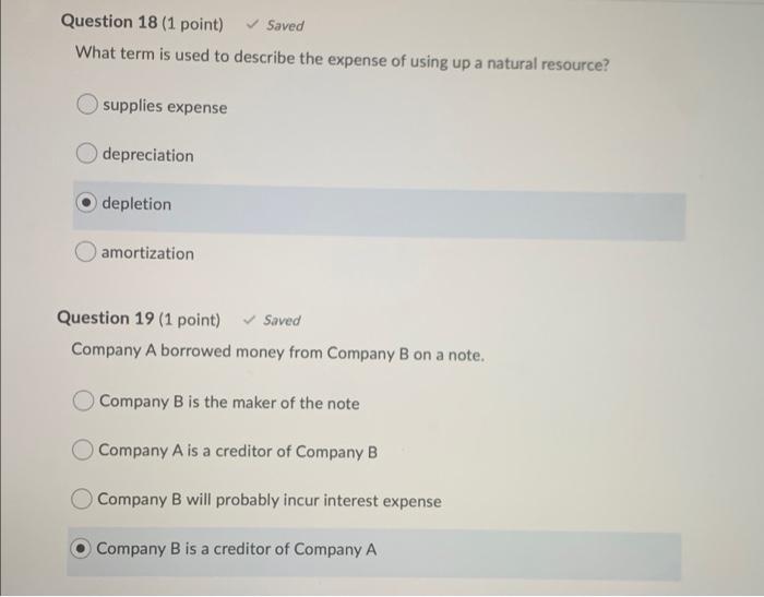 im not sure about these two Question 18 (1 point) Saved What