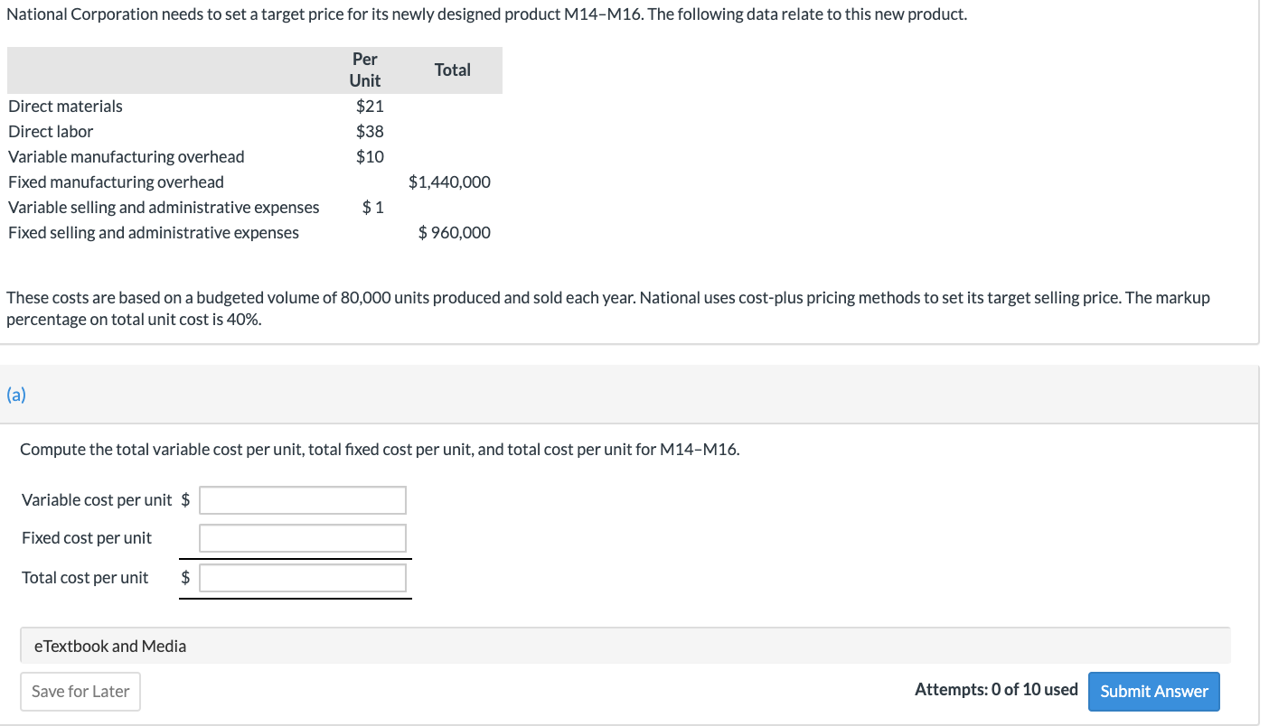  Compute the desired ROI per unit for M14M16. (Round answer to