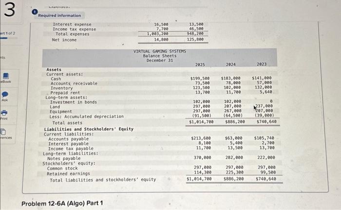 were on account, calculate the following risk ratios for 2024 and 2025
