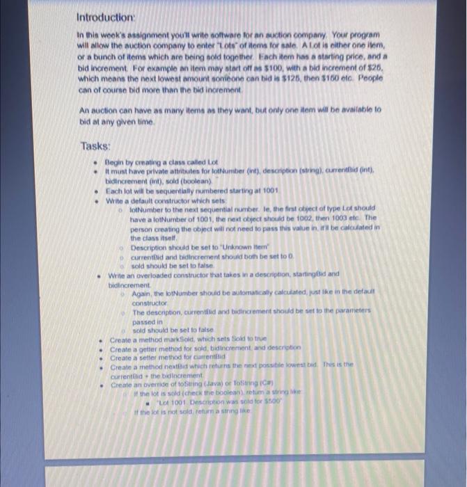 Must be in C# (NO JAVA)! Will upvote Introduction: In thia weok's
