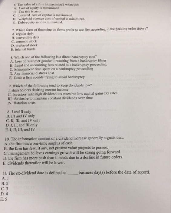  Please indicate correct answer only no explanation 6. The value of