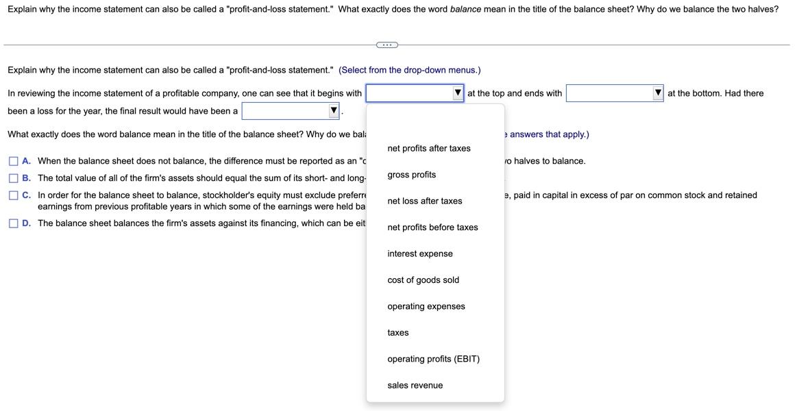statement." What exactly does the word balance mean in the title of