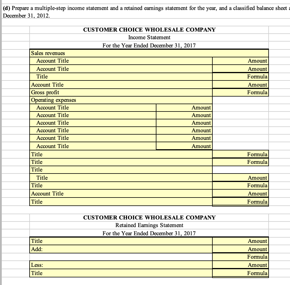 the accounts shown at December 31, the end of the company's fiscal