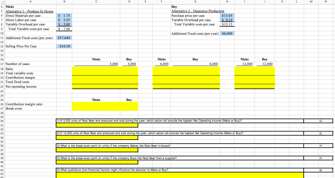  Please help me with this case study assigment providing excel formulas.