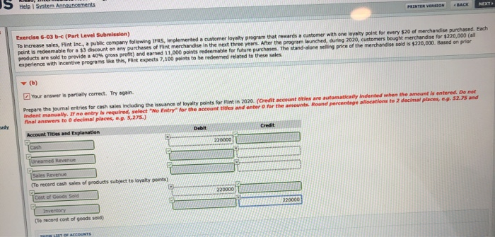 PRINTER VERSION BACK NEXT Exercise 6-03 b-c (Part Level Submission To