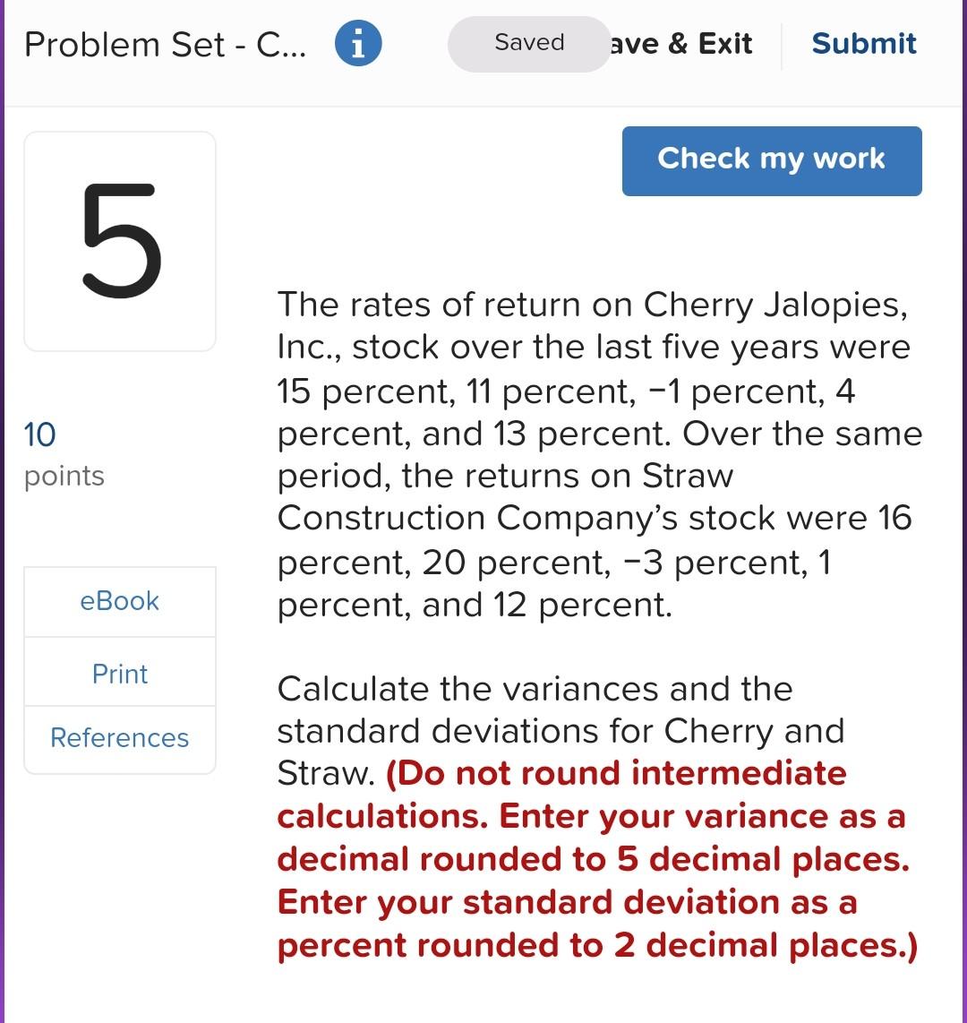  Problem Set - C... The rates of return on Cherry Jalopies,