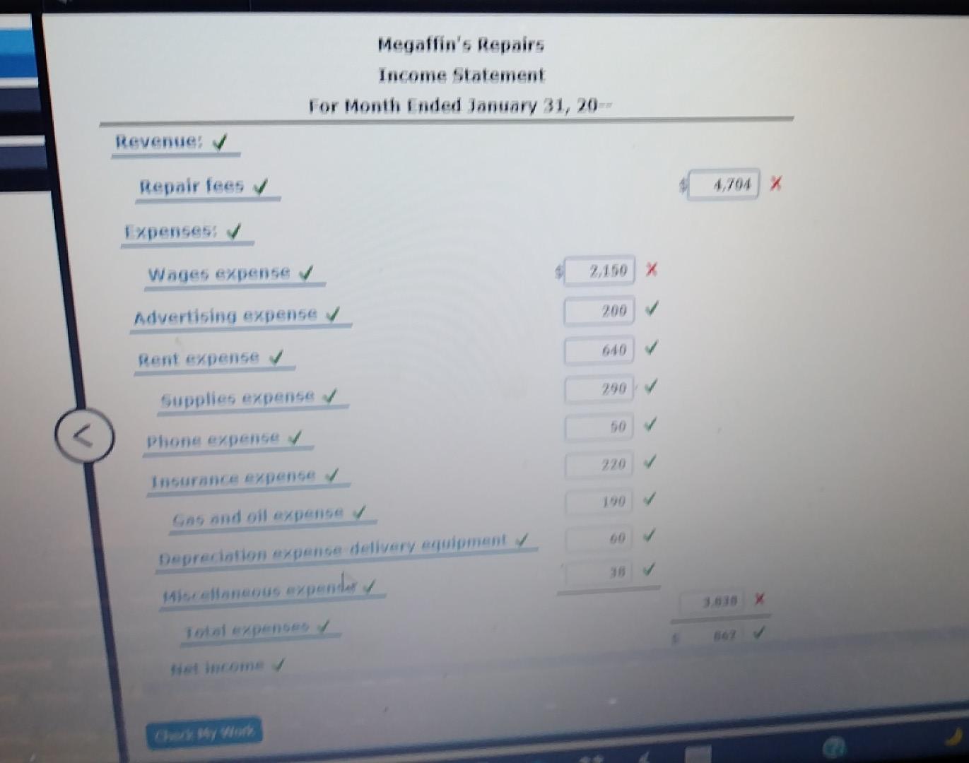 31, 20- Adjustments Trial Balance Adjusted Trial Balance Income statement Credit Debit