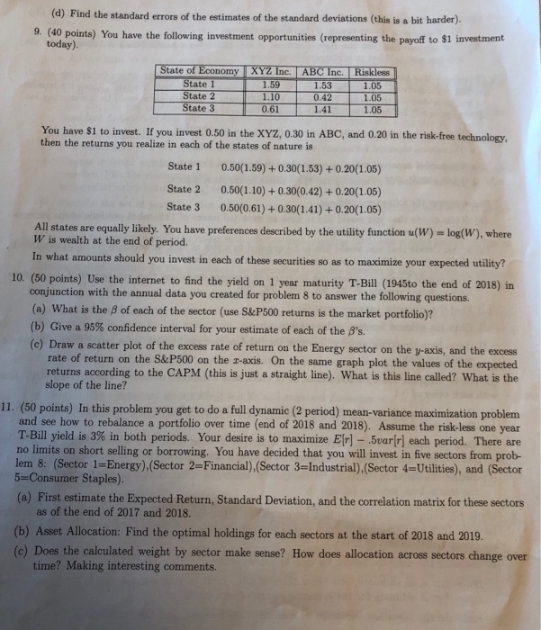 polltolio would you choose? e points) You have decided that you are